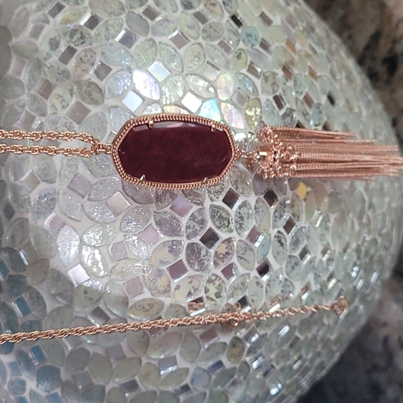 Kendra Scott Maroon Rose Gold Long Necklace Custom - Picture 6 of 13